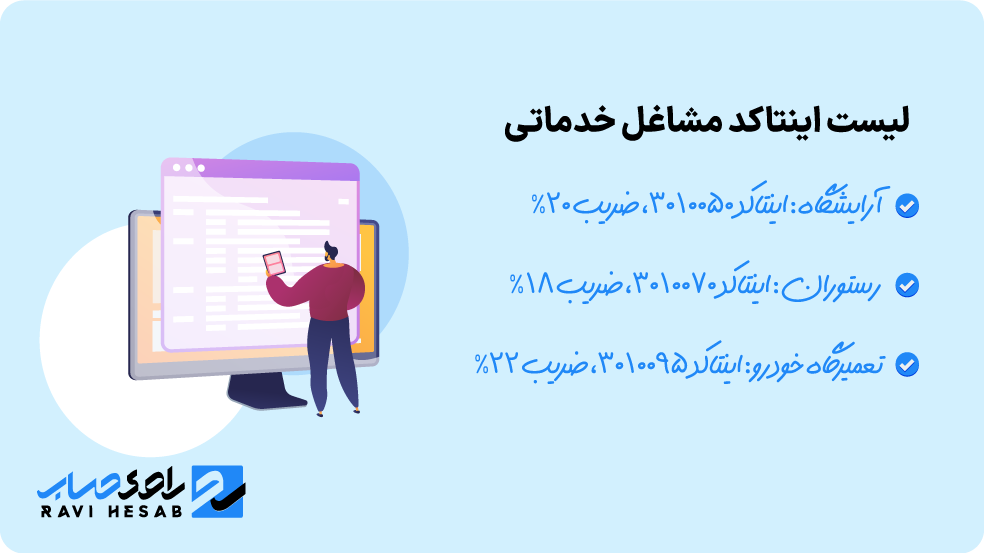 لیست اینتاکد مشاغل خدماتی 