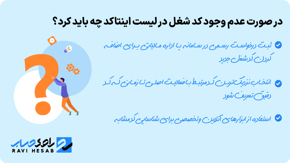  عدم وجود کد شغل در لیست اینتاکد