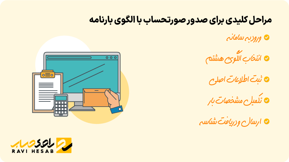 مراحل صدور صورتحساب با الگوی بارنامه